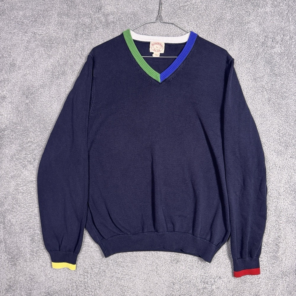 Brooks Brothers Sweater Mens L Supima Cotton Cricket Pullover Jumper V-Neck